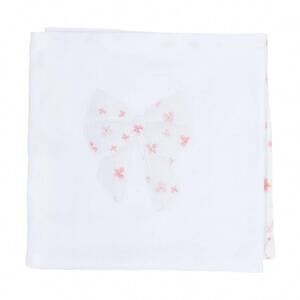 NEW BABY GI baby flower bow blanket in white